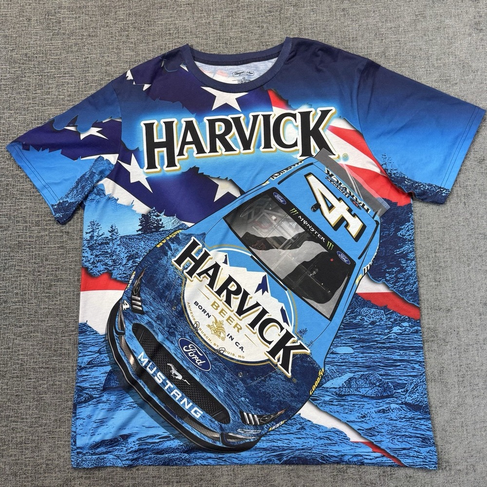 Kevin Harvick NASCAR T Shirt Men's 3XL Stewart Haas Racing Beer American Flag